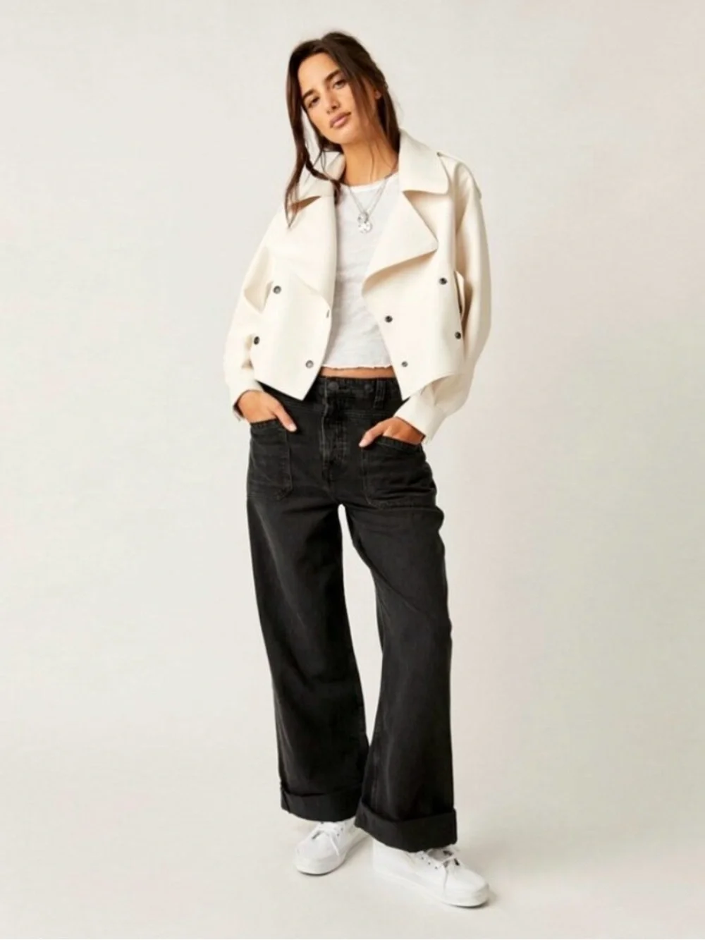 Free People Alexis cropped vegan leather jacket